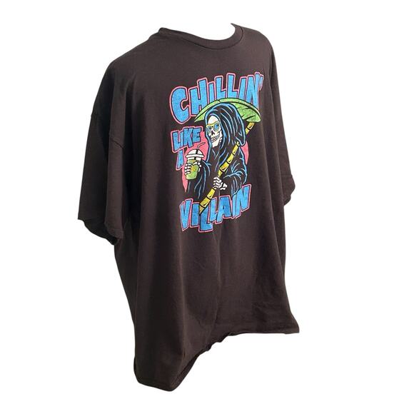 DOM Chillin Like A Villain Graphic Black T-Shirt Men’s Size 2XL Grim Reaper - Picture 2 of 6